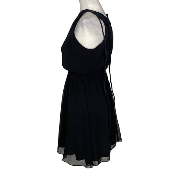 ABERCROMBIE FITCH Women Chiffon Overlay Mini Halter Dress Size M Black Chic 4-22 - Picture 4 of 13